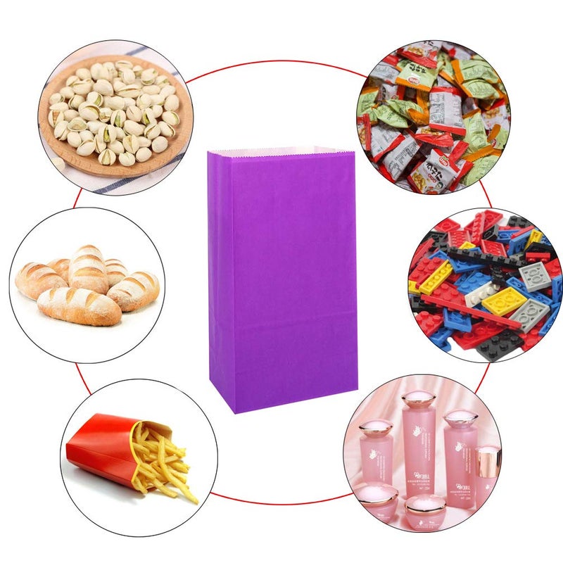 KEYYOOMY Mini Purple Paper Bags Purple Party Goodie Bags Small Party Favor Bag Paper Lunch Bag (100 CT, 3.5 X 2.4 X 7.1 In) - Image 3